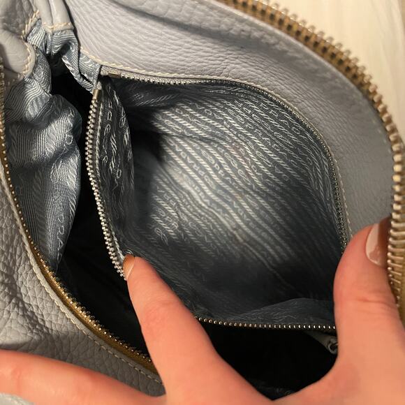 Authentic Prada Blue Leather and Nylon Shoulder Bag - Picture 11 of 13